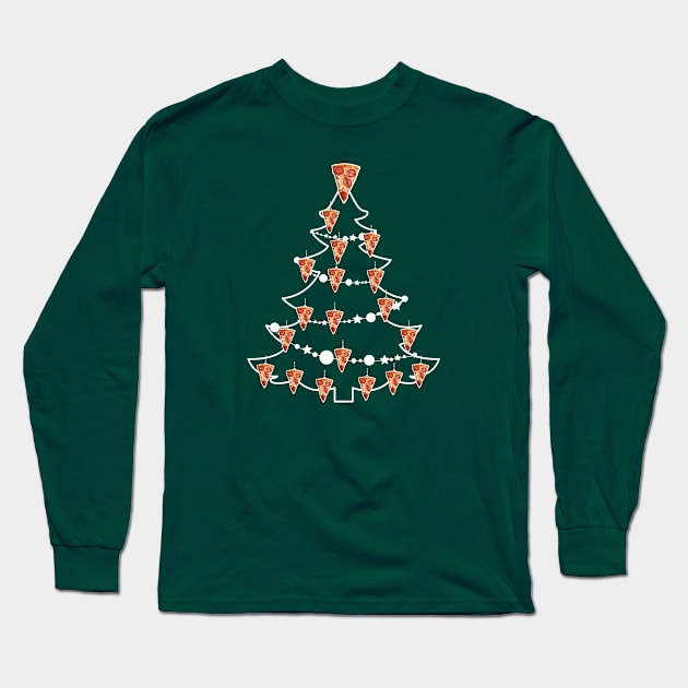 Pizza Slice Christmas Tree Baubles Long Sleeve T-Shirt by Rebus28